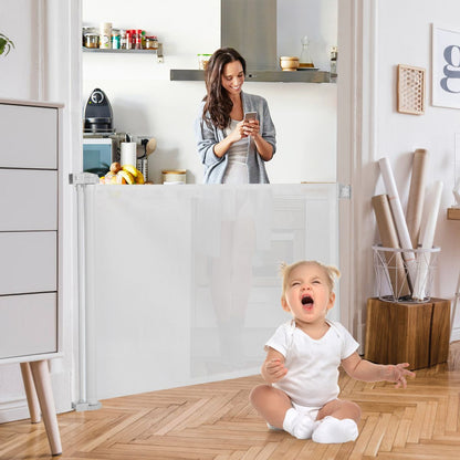 Cerca Para Niños Retráctil 0-140 Cm Valla De Seguridad Para Mascotas Panel Para Puerta Entrada Escalera 142 X 85,5 Cm Blanco